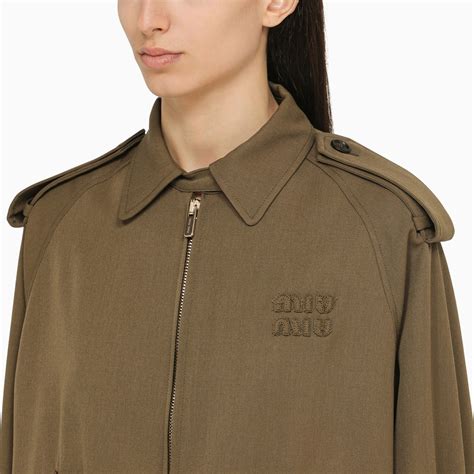 miu miu tan jacket|Coats And Jackets For Women .